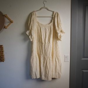 Old Navy Puff Sleeve Tiered Smocked Embroidered Mini Swing Dress - Lightly Worn